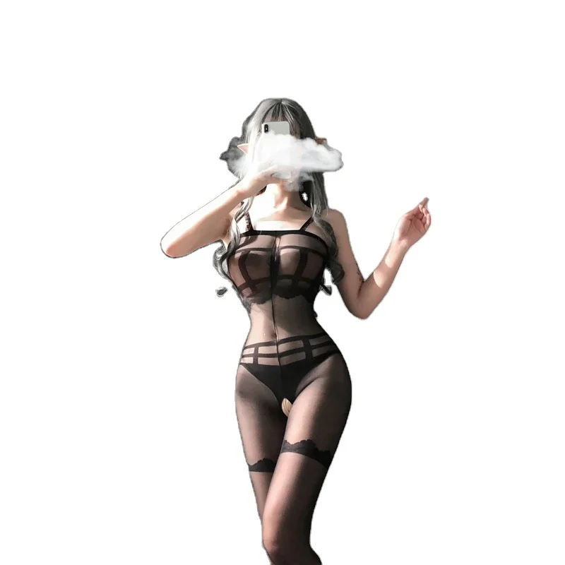 One Piece Garter Stocking Sling Off Shoulder Sexy Women Lingerie Nylon Sexy Full  Body Stockings black For Lady