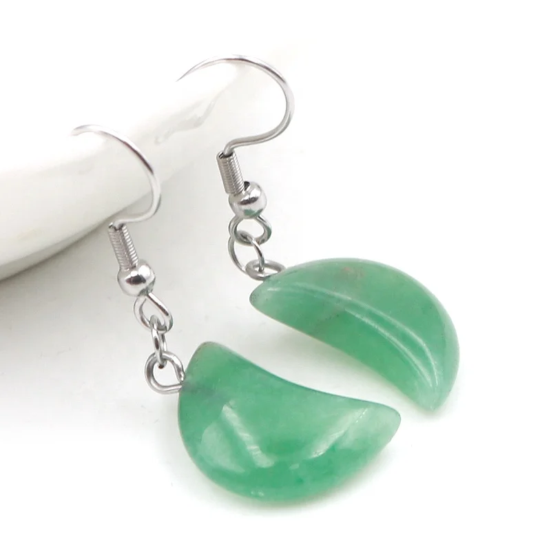 Fashion Jewelry Earrings Gem Stone Pendant Natural Crystal moon Star Earrings Hoop for Weman