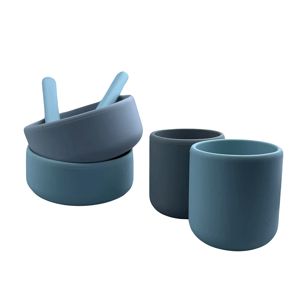 High-Quality Price Food Grade Silicone Tableware Baby Feeding Set Newborn Spoon Fork Utensils Silicone Baby Dining Set