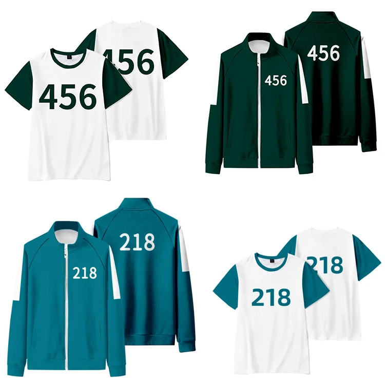 Costume Cosplay T Shirt Squid Game Uniform Ready To Ship 456 Clothes Plus Size Survetement Squid Game 067 T-shirts