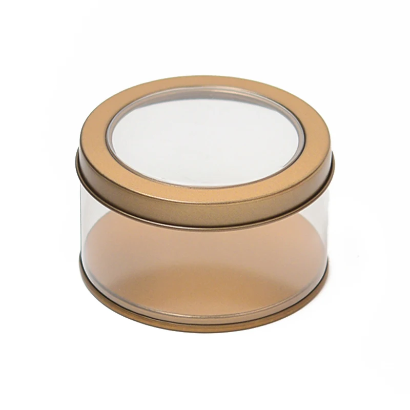 Professional customization transparent chocolate tin boxes plastic cookie tin box with  PVC window