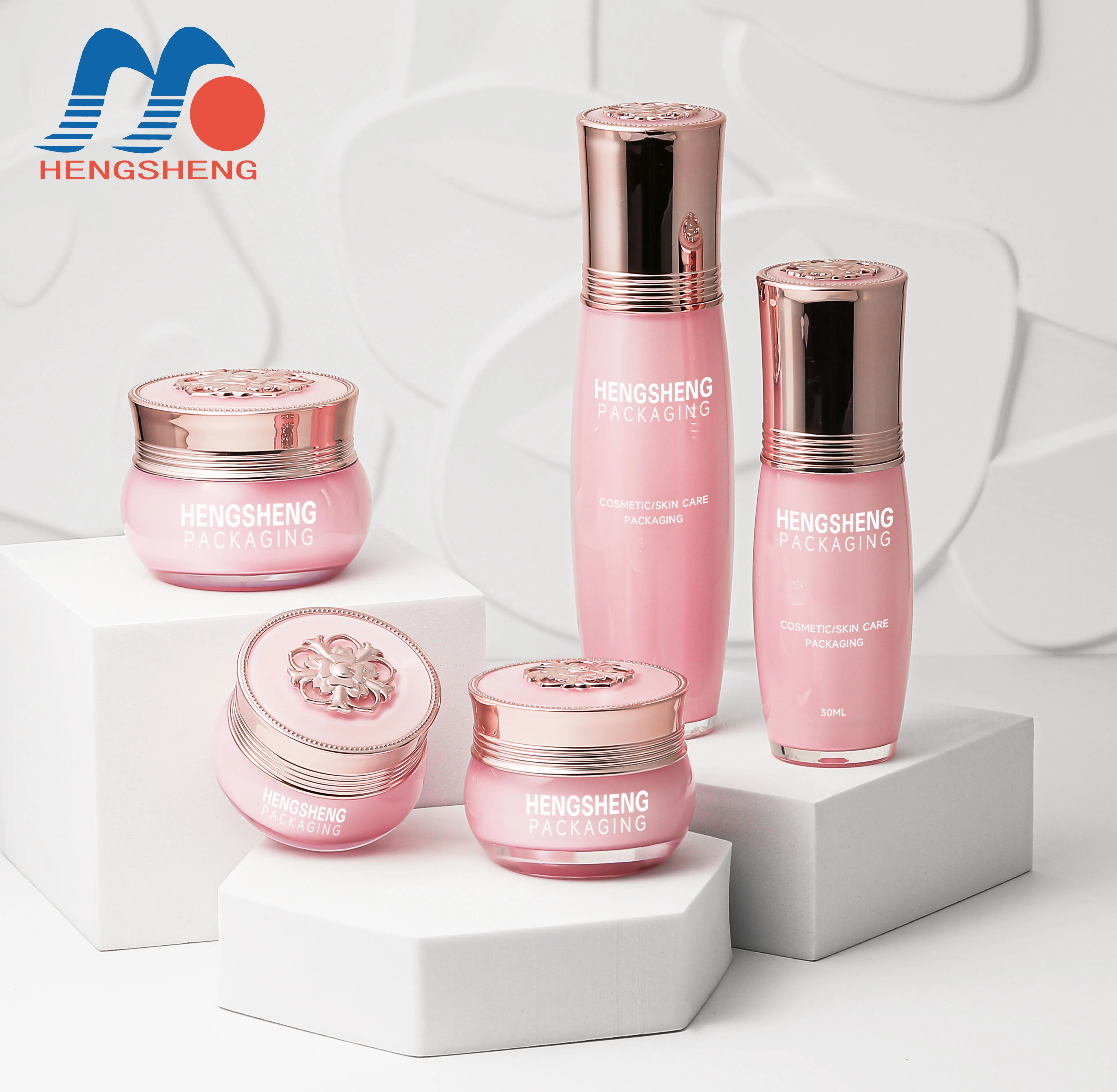 15g 20g 30g 30ml 50ml  figure top pink empty skin care packing acrylic cream and lotion bottle