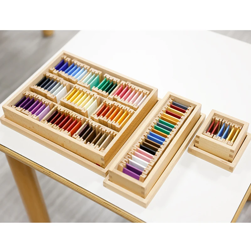 Baby Wooden Educational Teaching Aids Sensorial Material Toys  Beech Wood Learning Montessori Color Tablets of Kids Box Set