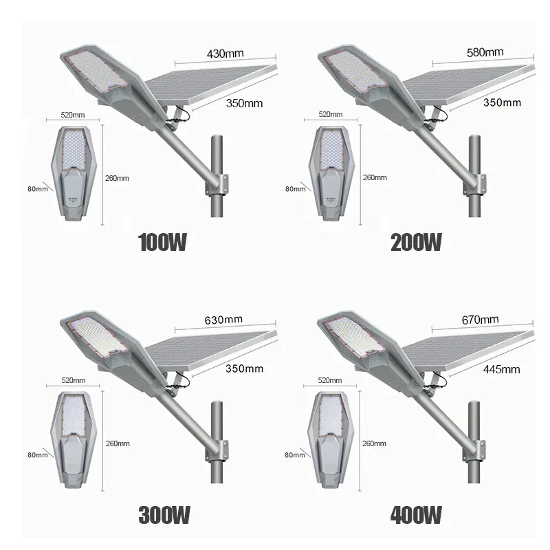 Outdoor LED200w Outdoor High Power Solar Street Light IP65 Watt Waterproof  High Quality Solar Street Light