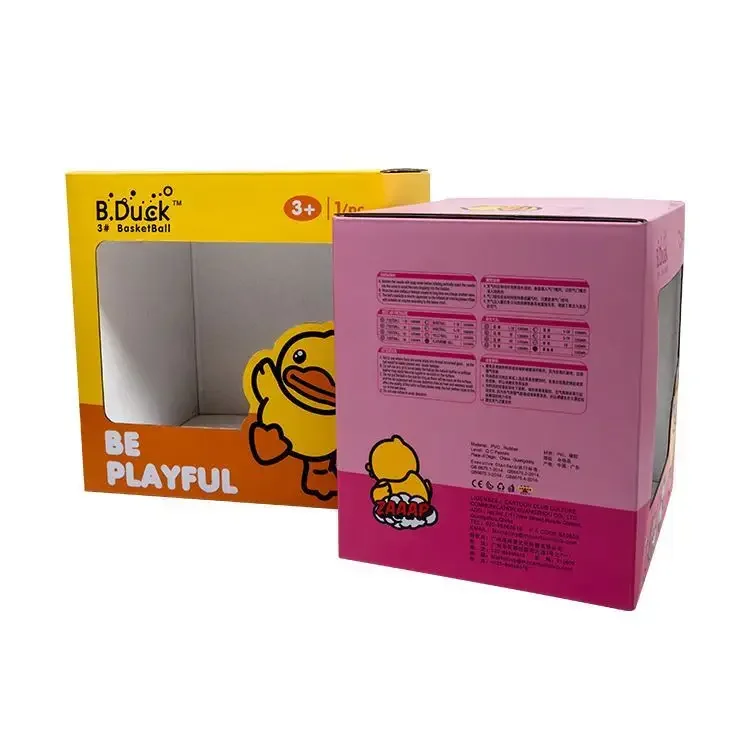Wholesale custom popular display kids toys square transparent paper box with brand logo packaging