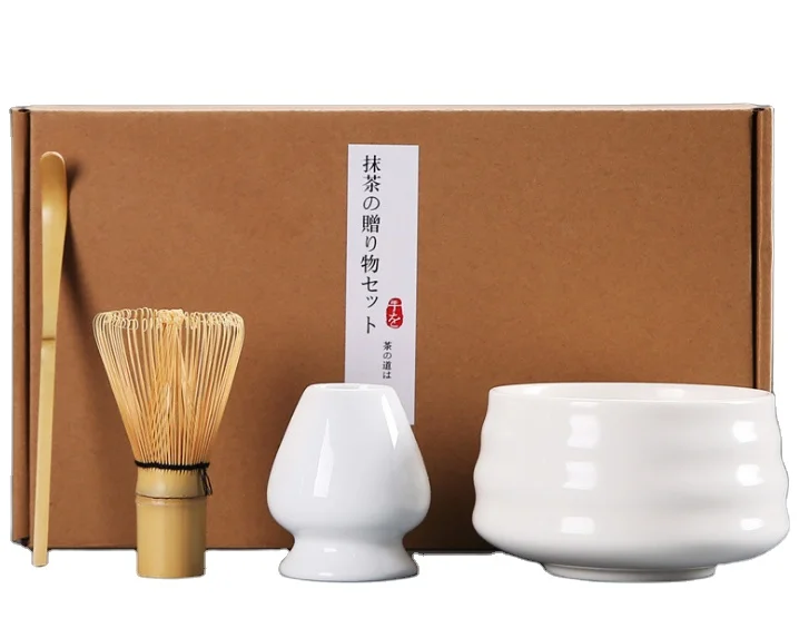 Matcha Whisk and Bowl Holder Set Kit Bamboo Japanese Tea Chasen Traditional Scoop Spoon Grater Green Powder