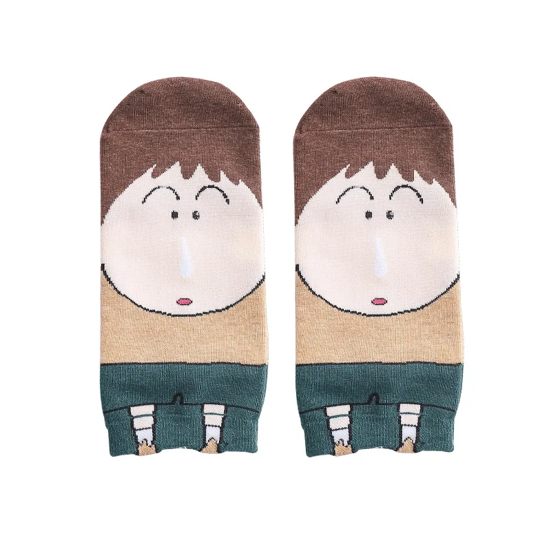 Японские Мультяшные карандаши Shinchan милые прямые носки-лодочки для девочек Осенние Хлопковые женские Носки с