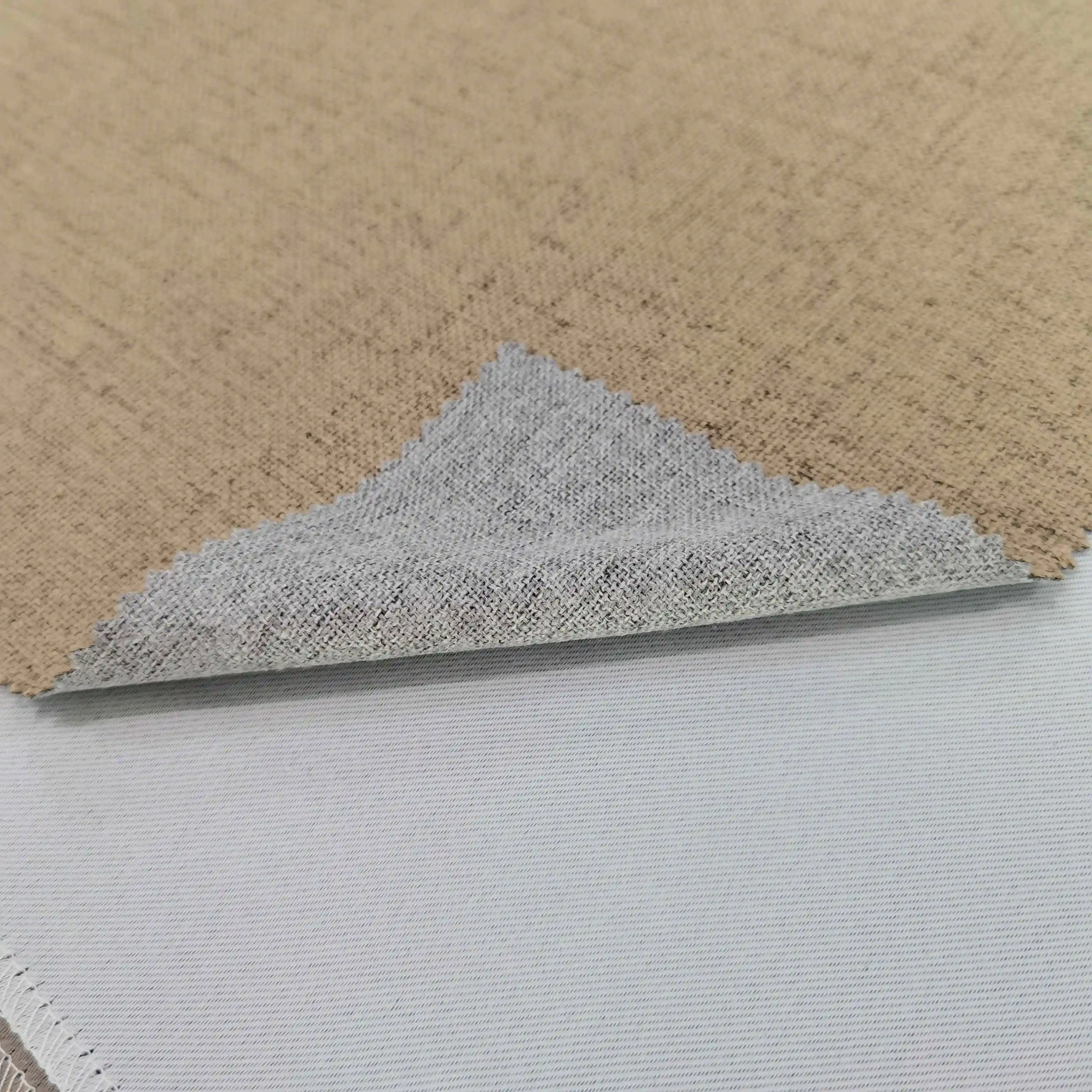 CC-9024 Hot Selling Linen Look Coating Blackout Curtain Fabric 100% Polyester Home Textile Fabric For Window Curtain