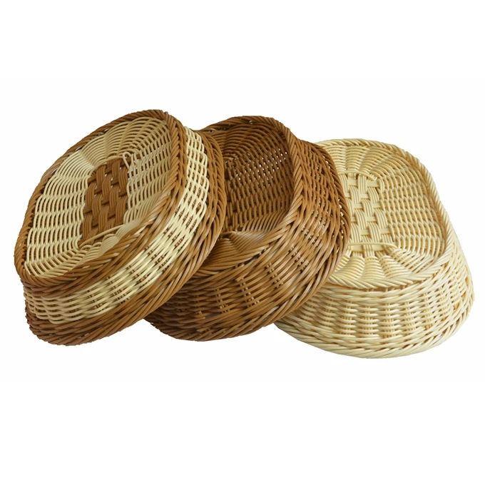 Home Decor fruit tray plate snack tray Woven Basket bread basket serving restaurant Poly-Wicker Baskets