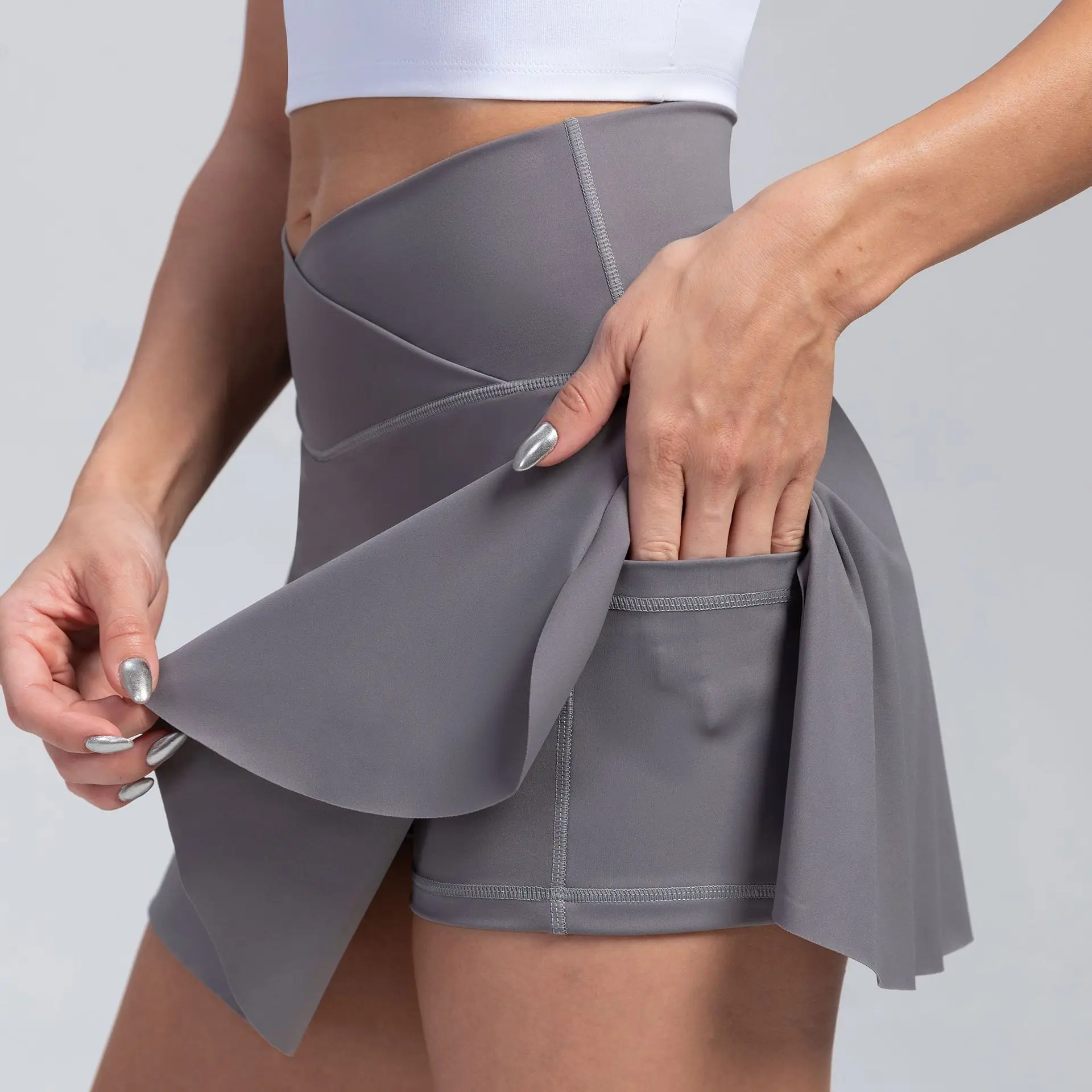 Crossover High Waist Built-in Shorts Athletic Golf Skorts tennis skirt premium dress pickleball wear lady Summer Workout Outfits