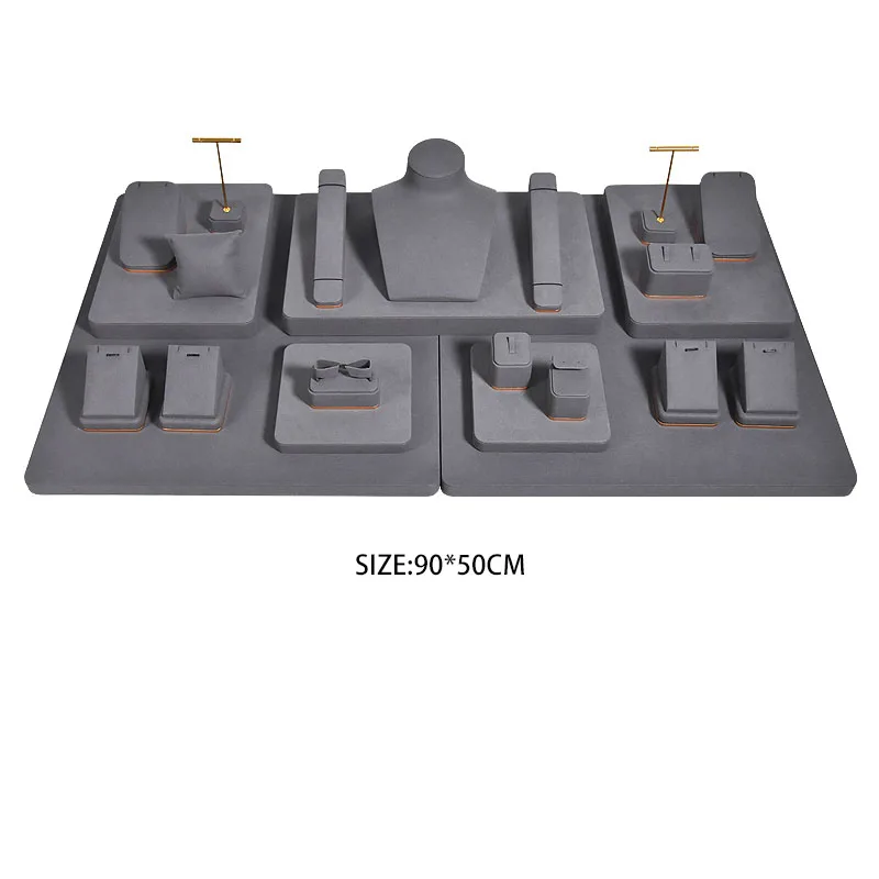 Jinsky  fast ship dark gray jewelry counter display ring necklace stand earring t bar bracelet hold for short case