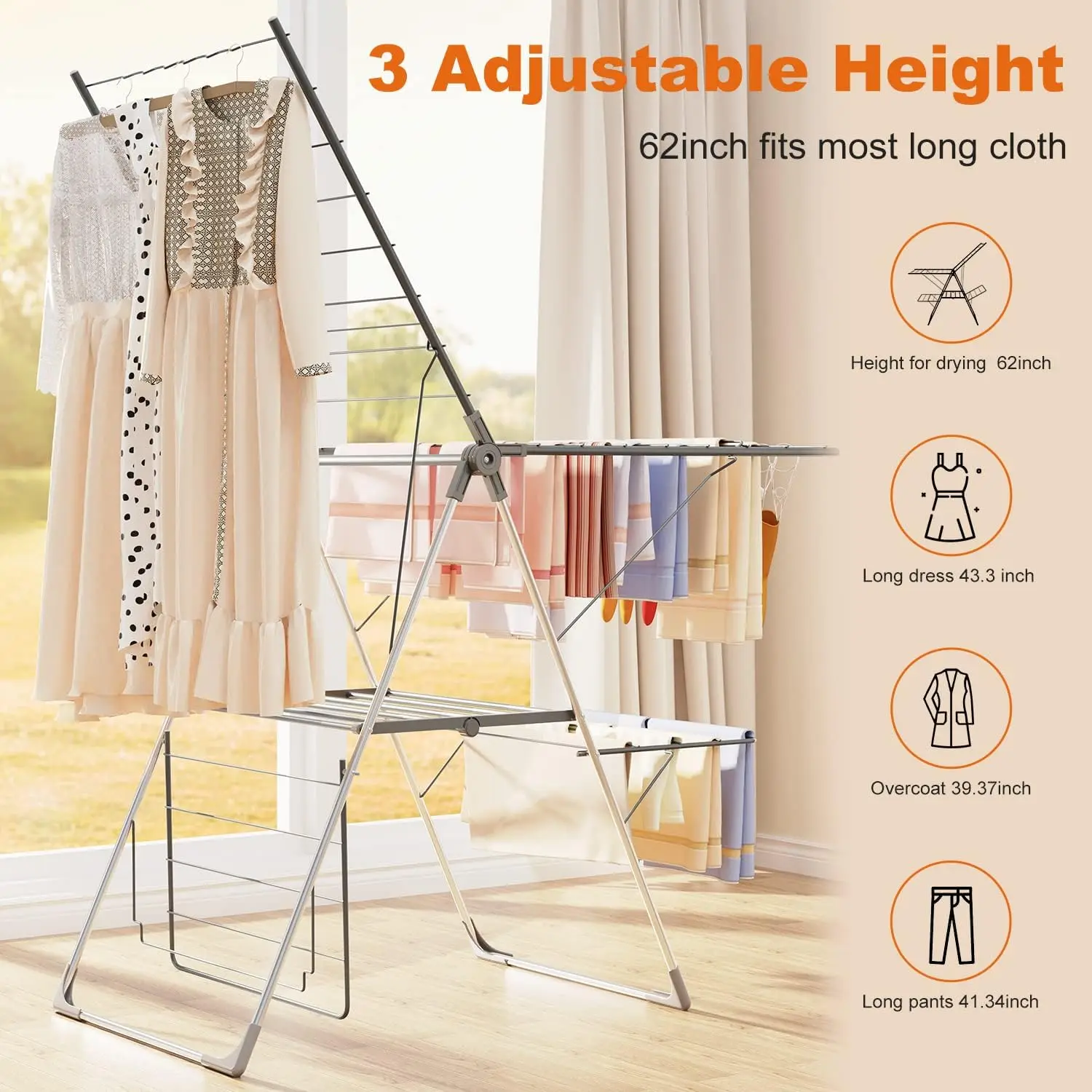 Competitive Price Folding Clothes Drying Rack Indoor Collapsible Stand Garment Rack For Laundry