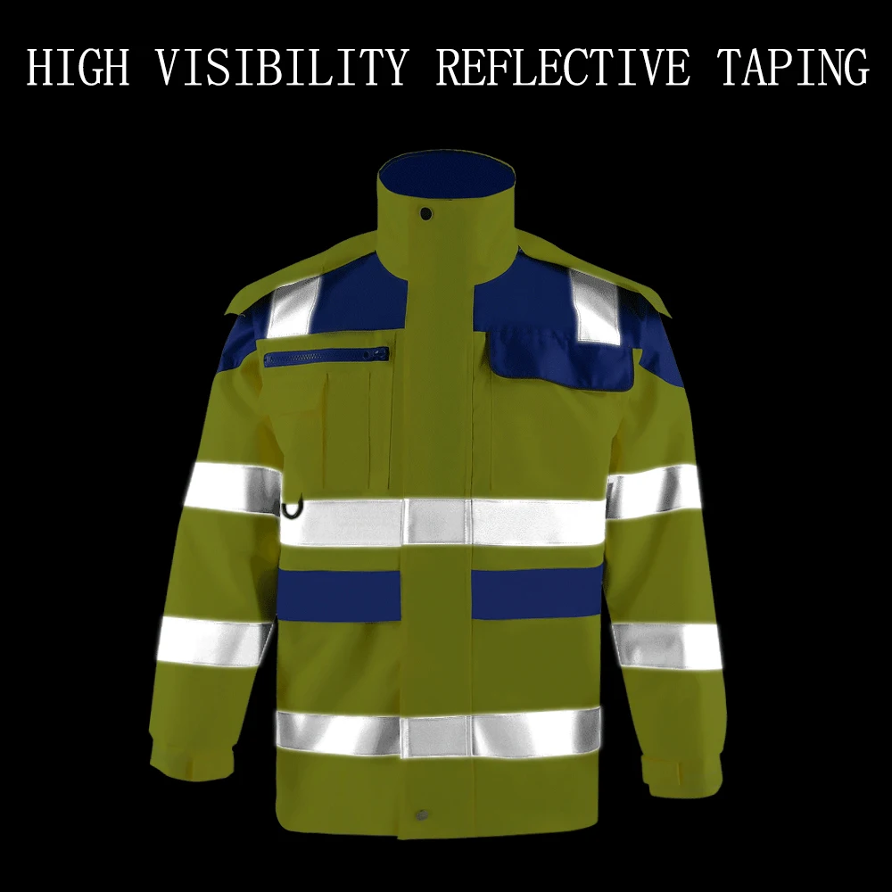 Multifunction Winter 3 in 1 Warm Fleece Lining Safety Work Jacket Flexible Detachable Sleeve and Hood Safety Work Jacket