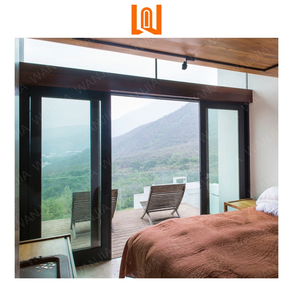 WANJIA ISO 9001 Certificated Aluminum Double Glazed Sliding Doors Patio Sliding Door Aluminum Doors
