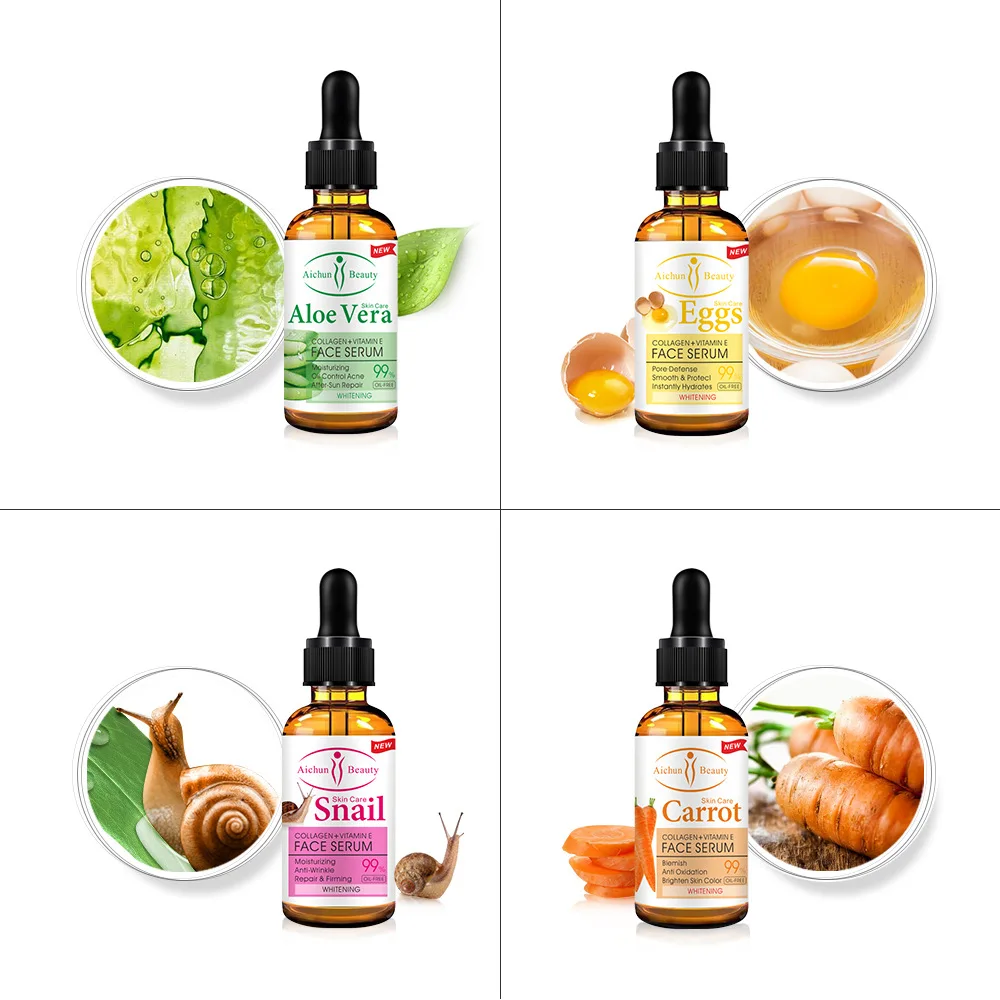 Moisturizing Anti-wrinkle Snail Repairing and Firming Face Whitening Serum with Collagen, Vitamin E