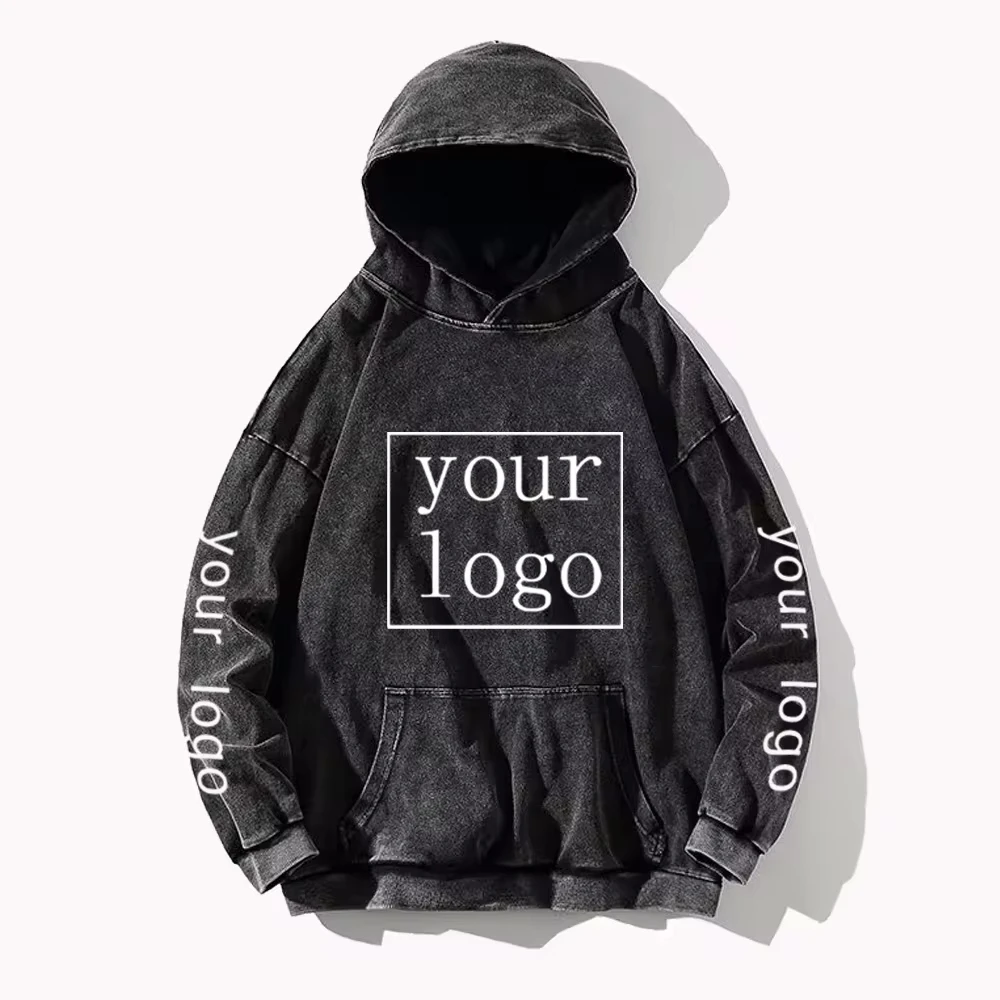 Hoodie Manufacturer Factory Wholesale Price Vintage Wash Cotton Sweatshirt Casual Loose Clothes Distressed Men Hoodie