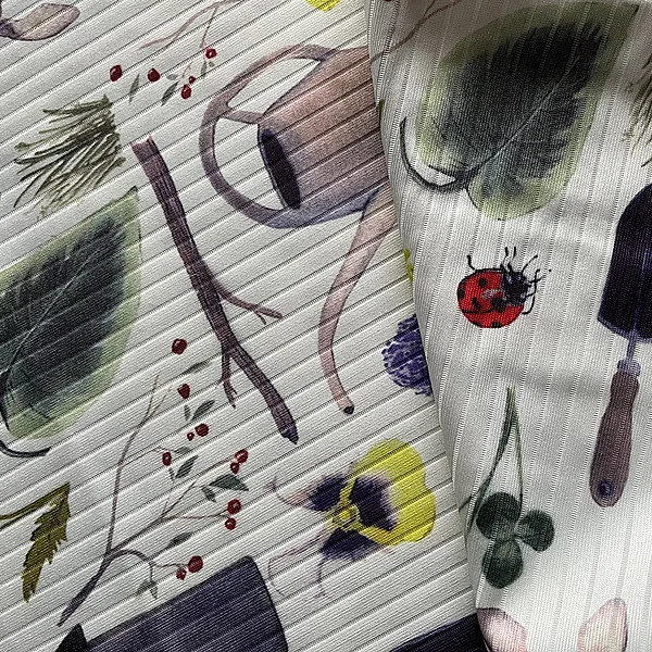 Digital Printed Print Fabric Polyester Rib Knit with Fashion Design Digital Printed Floral Flowers Fabric