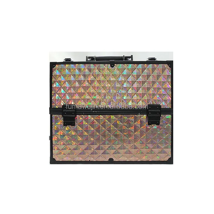 Professional Wholesale cosmetic case nail art tools box portable Aluminum alloy makeup storage box
