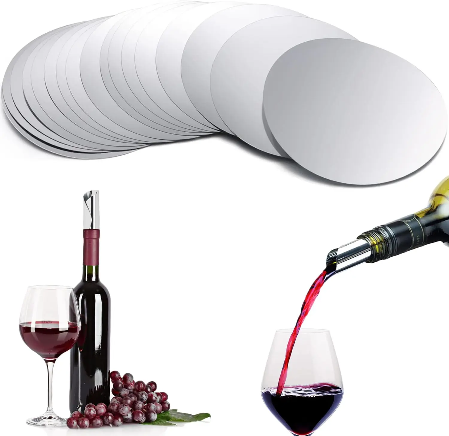 Great Wine Drop Stopping Pour Spout Disks Aluminum Wine Drip Stop Discs Wine Foil Pourer