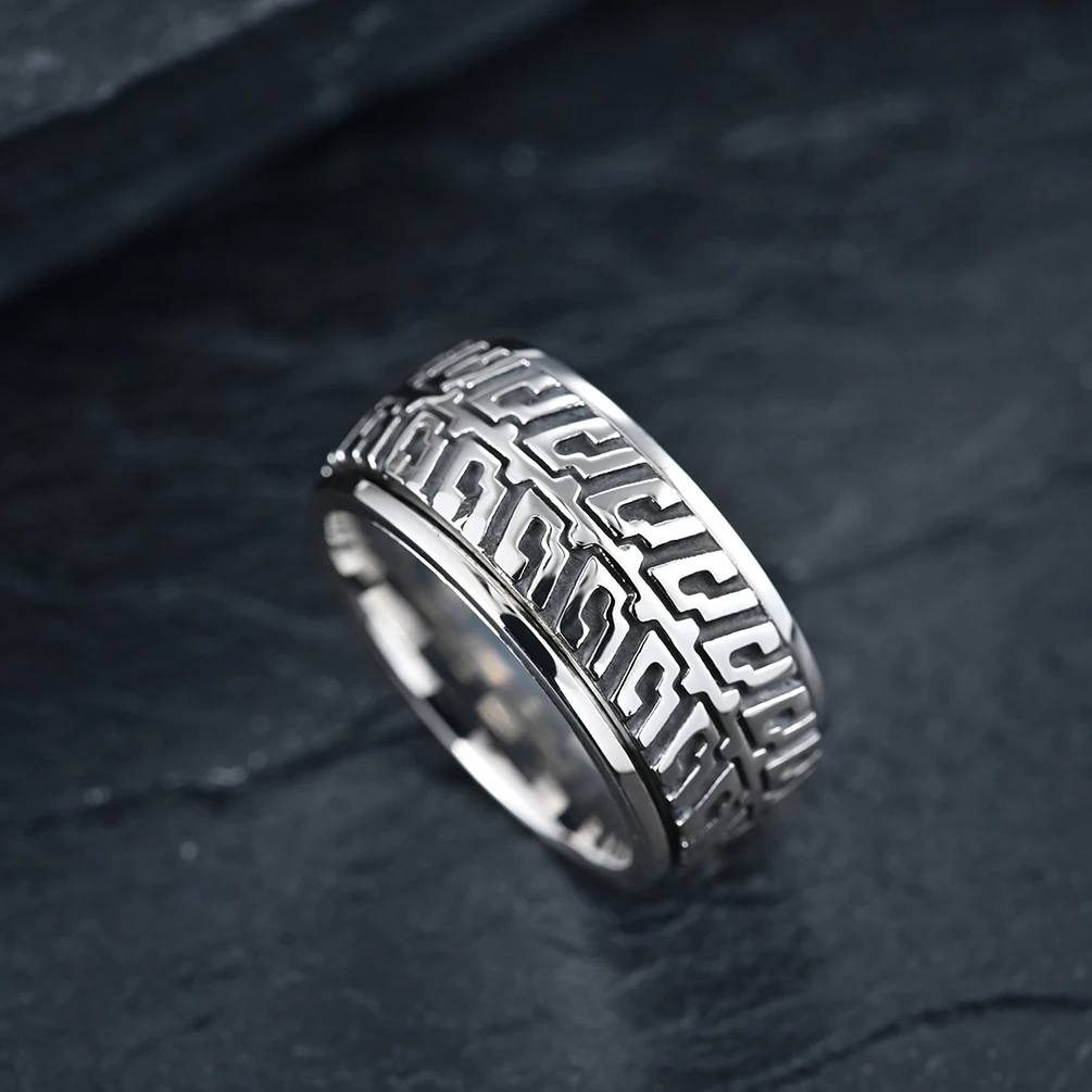 High Quality 11mm Stainless Steel Wheel Spinner Ring HipHop Fidget Stress Relieving Anxiety Tyre Rotatable Rings for Men
