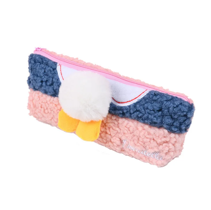 Top Selling Girl Pen Bag Box Duck Butt Plush Cute Cartoon Animal Storage Supplies Pencil Case For School