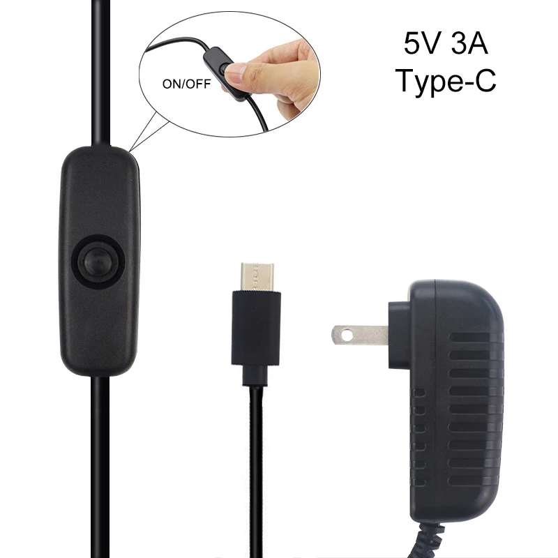 10 шт./лот Raspberry Pi 4 Модель B блок питания 5В 3A USB-C Powr адаптер с включения/выключения зарядное устройство для Raspberry Pi 4 B