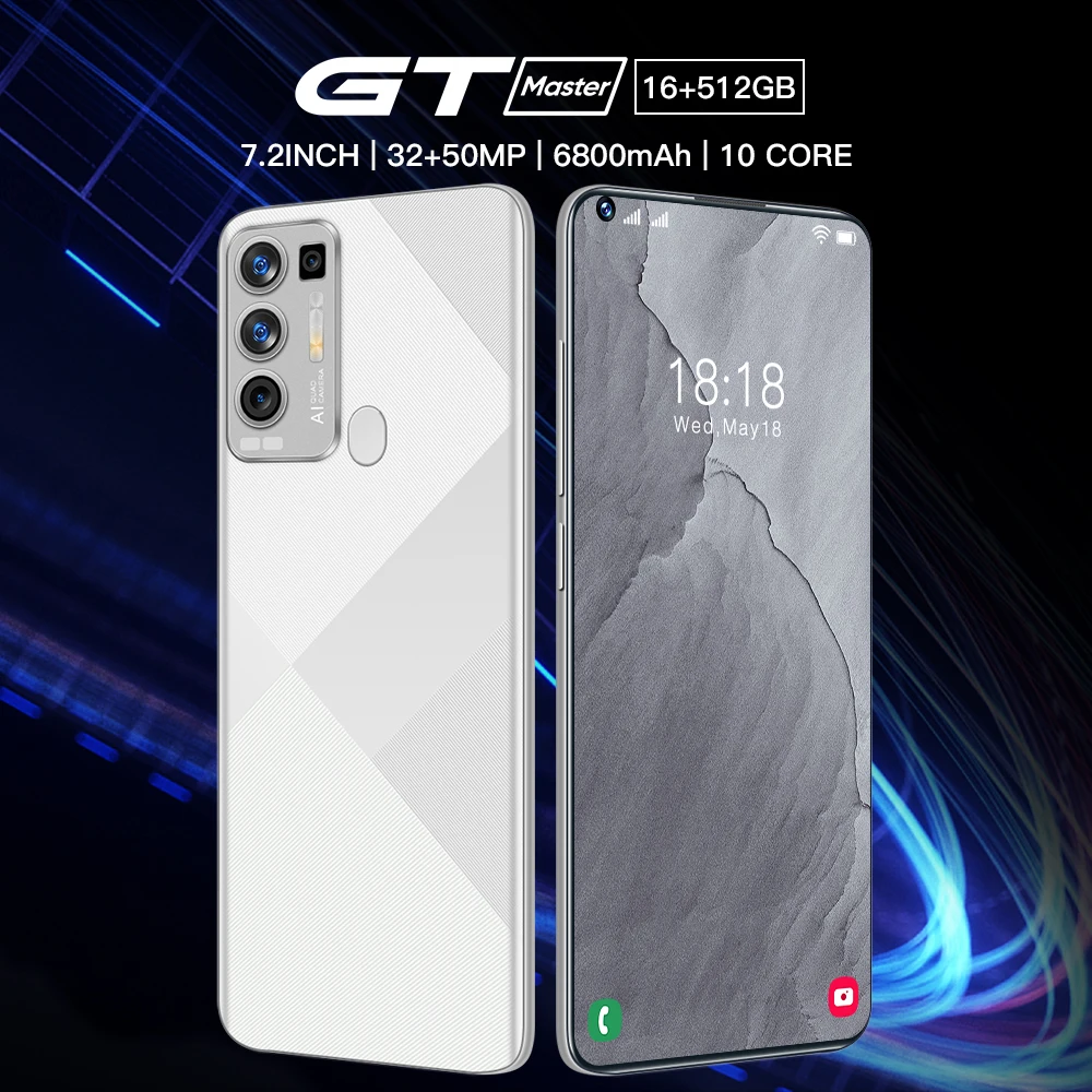 New GT Master 7.2inch Screen Phone 4g Smartphone 16gb Ram+512gb Rom Large Capacity Dual Sim Mobile Phone Android Mobile Phone