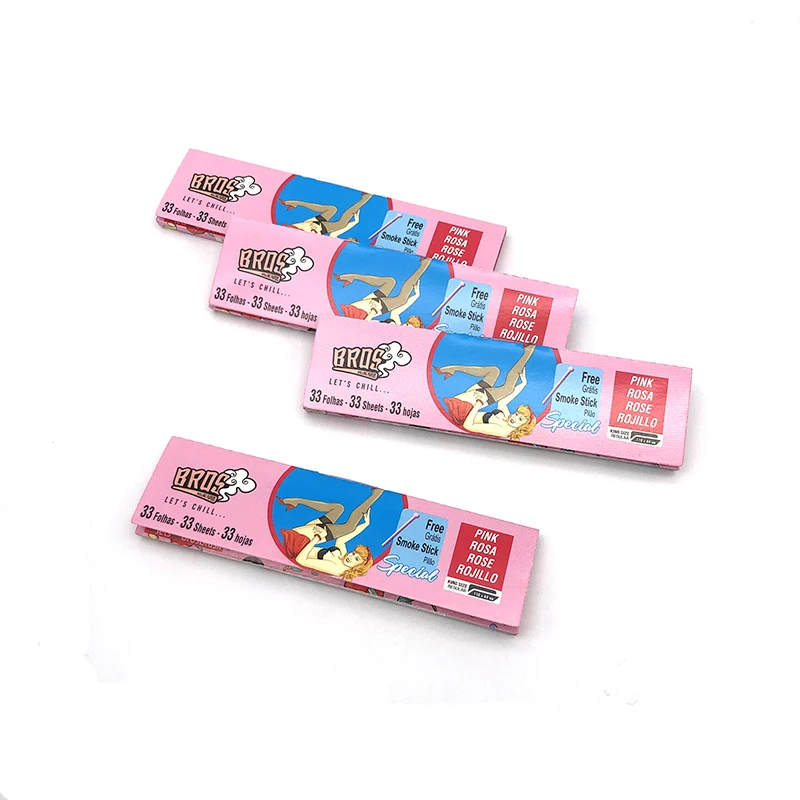 bros pure pink cigarette rolling paper 33 leaves tobacco rolling paper