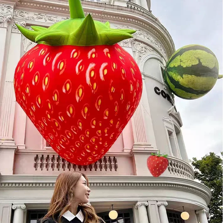 large inflatable promotional strawberry model/ inflatable strawberry balloon/ inflatable fruit model