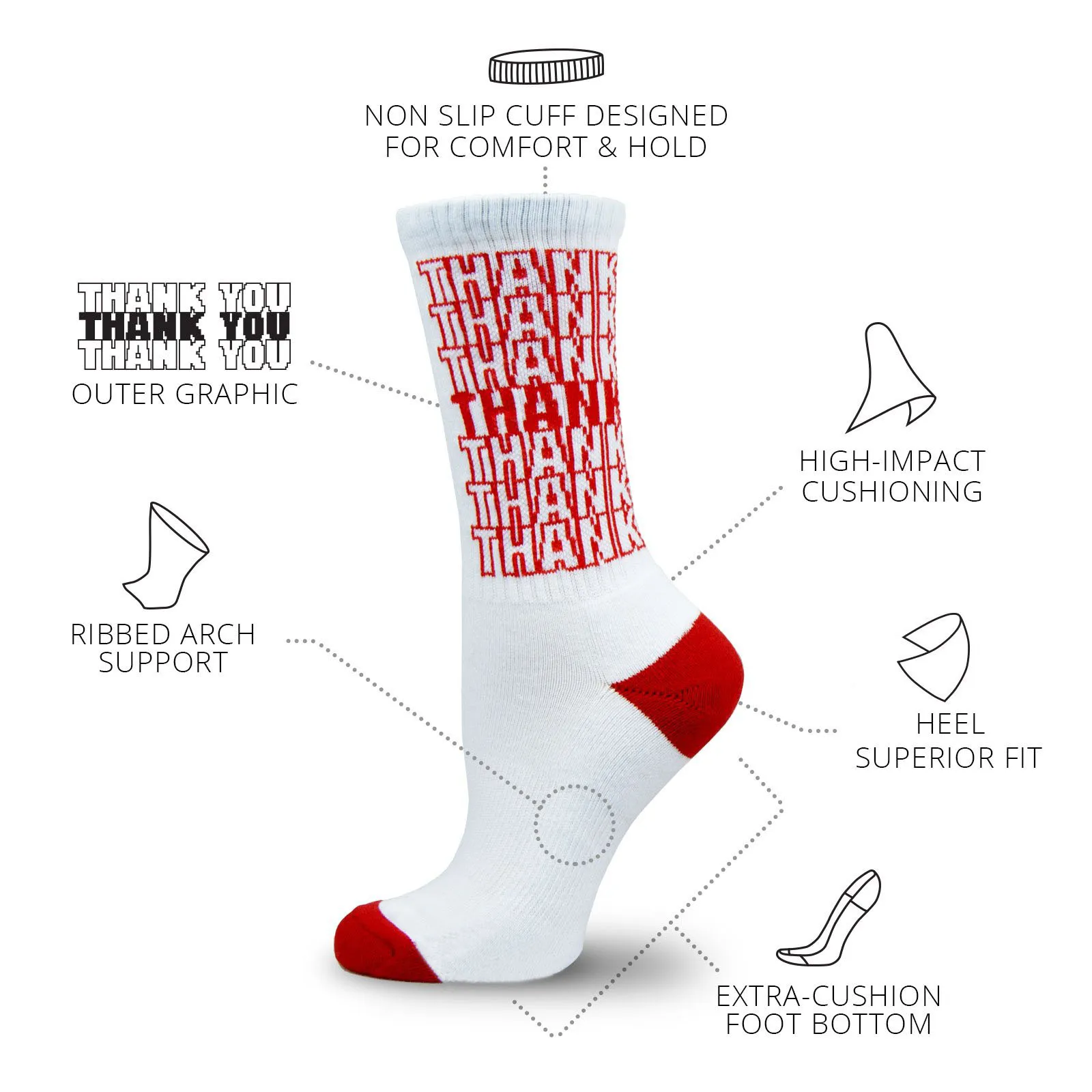 
Custom funny saying knitting word letter socks cotton crew athletic sock 