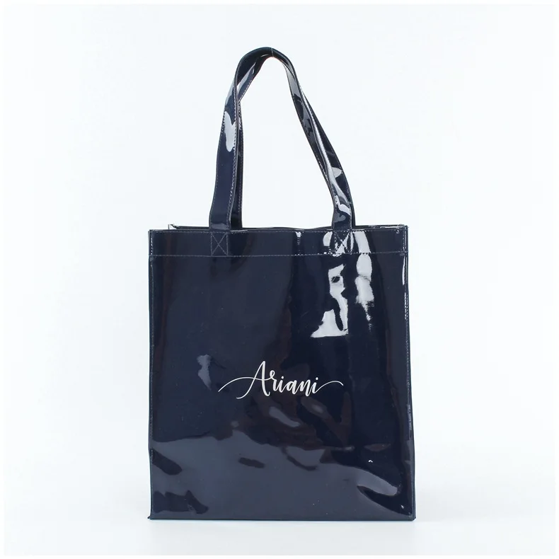 Promotion advertising customized shiny PVC shopping bag