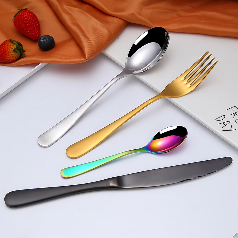 Набор золотых столовых приборов, набор золотых столовых приборов из нержавеющей стали 18/0, свадебный набор столовых приборов