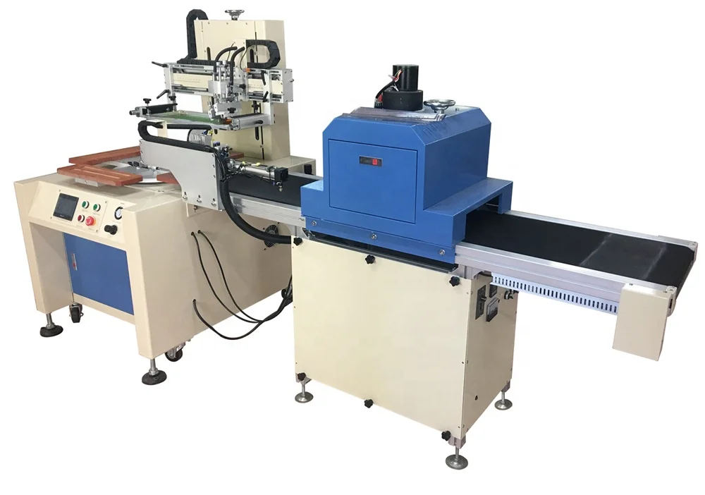 Mini automatic single color flat vertical eyeglass pencil case ruler screen printer print machine