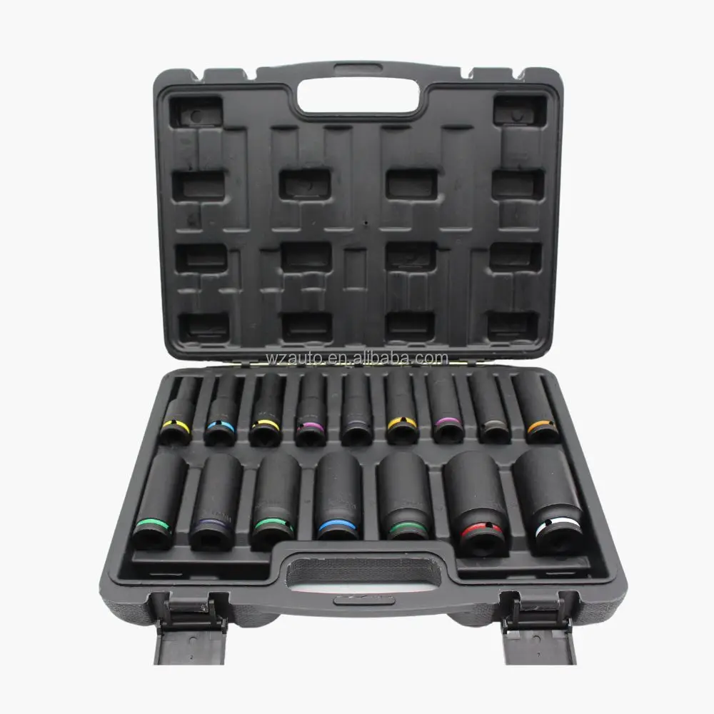 WZAUTO Colorful 16Pcs Cr-mo Pneumatic Chrome Molybdenum Steel Impact Socket Set Auto Repair Tool Set