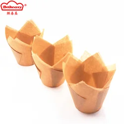 100PCS 200PCS Natural color tulip cupcake case with safe material baking cups Chinese manufacturer