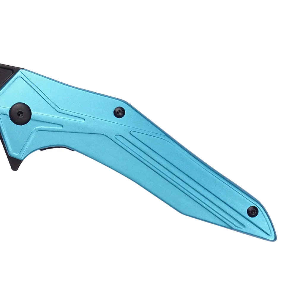 Tactical Folding Survival Knife OEM Blue Outdoor EDC Pocket Knife with Stainless Steel Blade for Camping