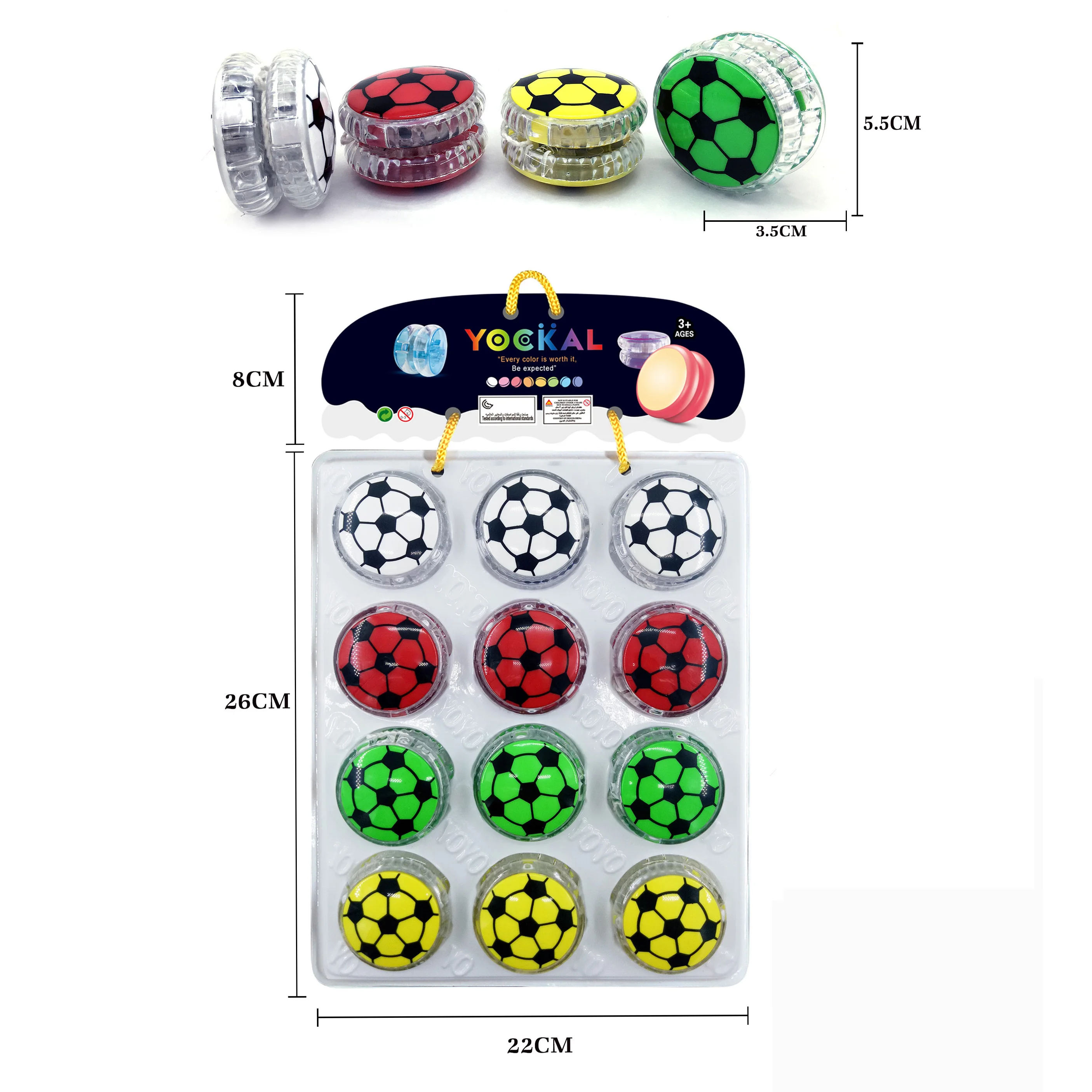 Wholesale Boy Favor Light Up Glow Dark Led Flashing Football Yo Yo Toy Plastic Soccer yoyo Ball For Kids