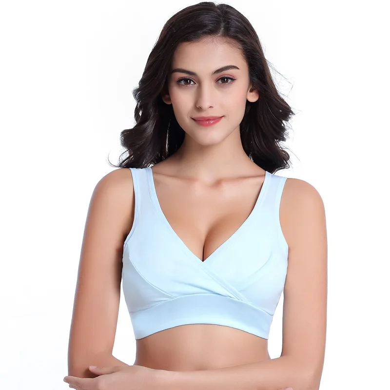Pregnant women nursing  maternity bra wire free  cross - type vest simple solid color comfortable breathable lactation bra