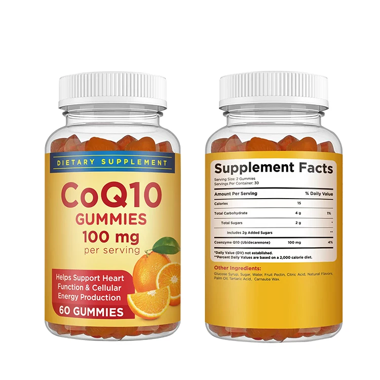 Factory Supply Natural Antioxidant Dietary Supplement CoQ10 Gummies Coenzyme Q10 Vitamins gummies