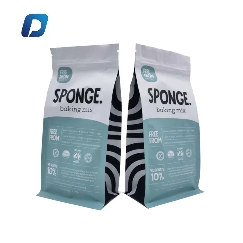 Flat bottom bag logo heat on plastic bag/compostable bag pet for dish cleaning sponge packaging