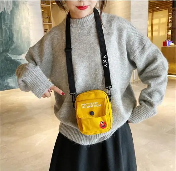 waxed canvas bag zipper ladies sling bag shoulder small crossbody bag for student