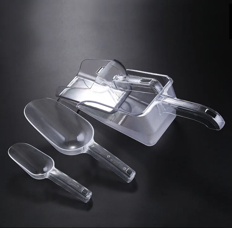 Round Square Clear Plastic Acrylic Long Handle  Food Ice Shovel