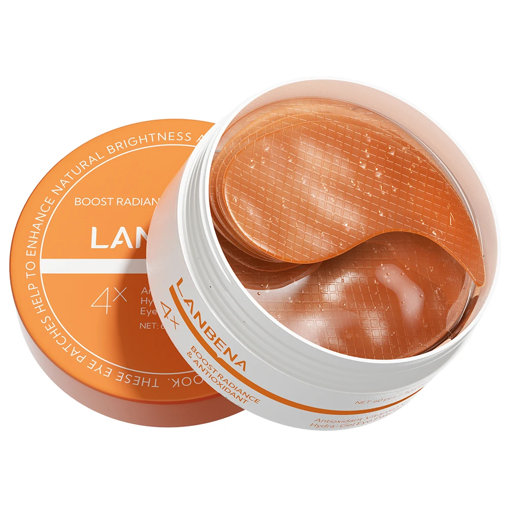 LANBENA Vitamin C Puffy Eyes & Dark Circles Treatments,Reduce Under Eye Bags and Smooth Wrinkles,Eye Skin Care Pads