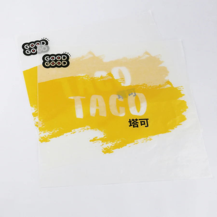 custom logo hamburger packaging grease proof tissue paper sandwich wrapping greaseproof shawarma food grade wax paper