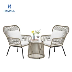 Роскошный современный садовый ротанговый комплект мебели для патио тканый набор для бистро