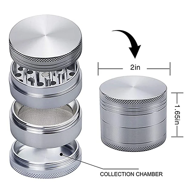 Amazon Top Selling 2 Inch Custom Aluminum Zinc Alloy Material Spice Grinder 4 Layers Smoking Herb Grinder with Magnetic Closure