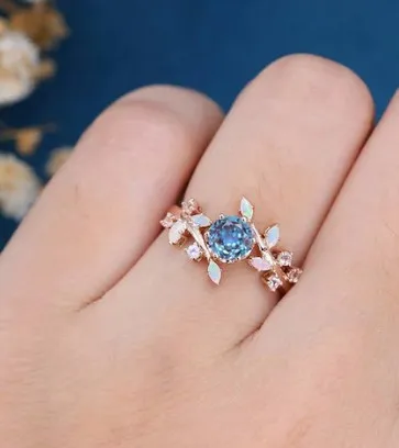 Round Shape Lab Alexandrite Jewelry Hot Sale Lab Alexandrite Ring 925 Sterling Silver Opal Ring Lab Alexandrite Ring