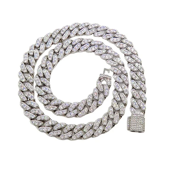 Powell Jewelry Gemstone Iced Out Pave 18K Gold Plated Jewelry Cubic Zirconia Cuban Links Necklace For Men