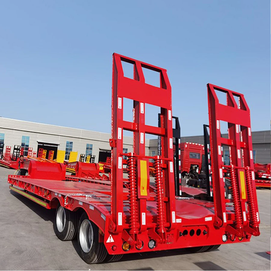 Low Price Truck Trailer 3 Axles 4 Axles 50ton 60ton Heavy Duty Hydraulic Gooseneck Lowboy Lowbed Low Bed Semi Trailer Truck