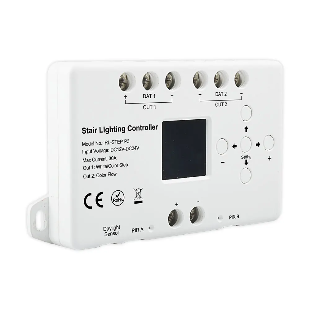 STEP-P3 Main Cable 16 20 Step Stair Lighting Controller Set with Power Supply White Led Strips Pixel LED Strip Motion Sensor PIR
